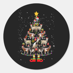 Geit Kerst Pyjama Kerstmis Geiten Boom Lichtjes Ke Ronde Sticker