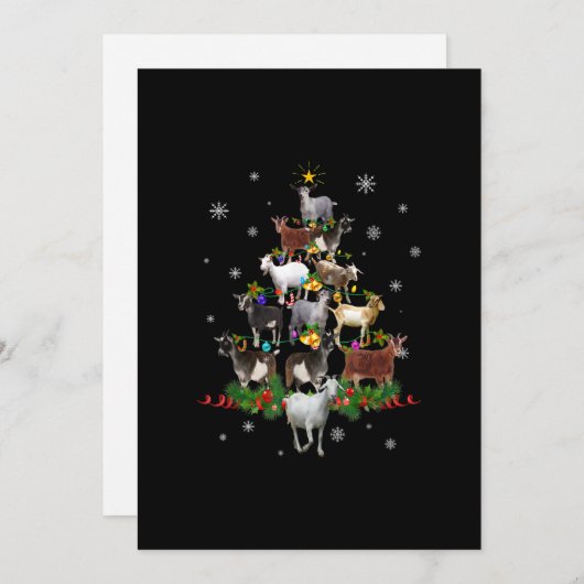 Geit Kerstboom Sneeuw Geit Kerstmis Feestdagenkaart (Voorkant / Achterkant)