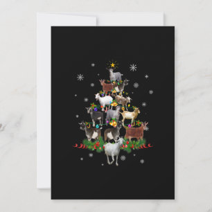 Geit Kerstboom Sneeuw Geit Kerstmis Feestdagenkaart