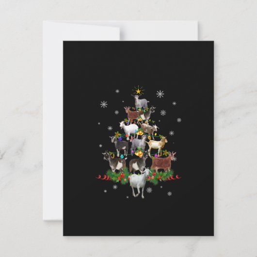 Geit Kerstboom Sneeuw Geit Kerstmis Kaart (Voorkant)