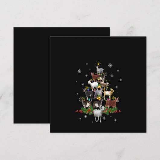 Geit Kerstboom Sneeuw Geit Kerstmis Kaart (Voorkant / Achterkant)