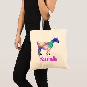 Geit Kleurrijk Schattig Boerderijdier Personalisee Tote Bag