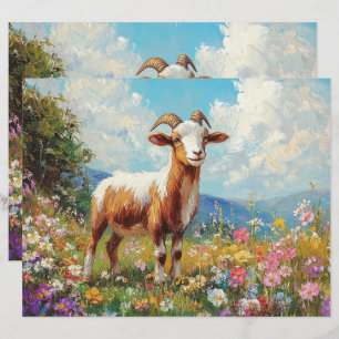 Geit Kleurrijke Wildflower Meadow Scrapbook Papier