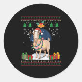 Geit Lelijke Kerst Trui Geit Liefhebber Boer Xmas Ronde Sticker (Voorkant)