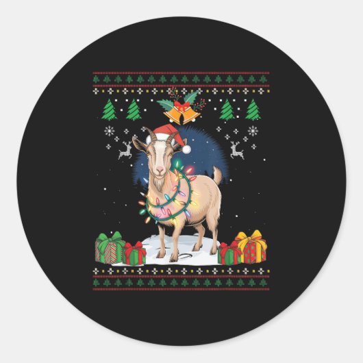 Geit Lelijke Kerst Trui Geit Liefhebber Boer Xmas Ronde Sticker (Voorkant)