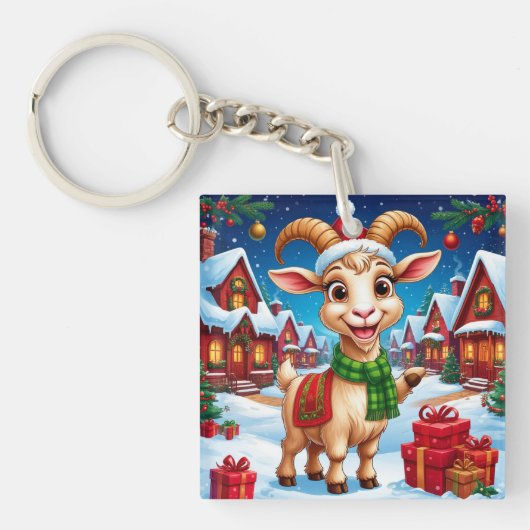 ❄️ Geit Liefhebber Kerstcadeau Jaar Van De Geit 20 Sleutelhanger (voorkant)