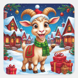 ❄️ Geit Liefhebber Kerstcadeau Jaar Van De Geit 20 Vierkante Sticker