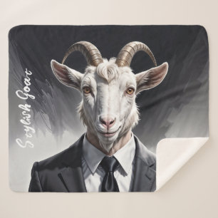 Geit man portret business moderne hoorns kunst sherpa deken