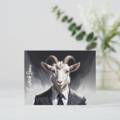 Geit man portret business moderne horens grijs briefkaart (Staand voorkant)