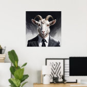 Geit man portret business moderne horens grijs poster (Thuiskantoor)