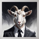 Geit man portret business moderne horens grijs poster (Voorkant)