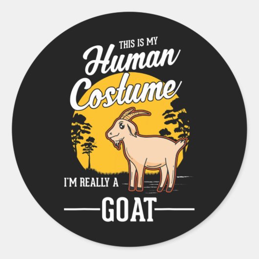 Geit Menselijk Kostuum Halloween Geit Ronde Sticker (Voorkant)