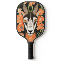 Geit met bloemen Gepersonaliseerde Pickleball Padd