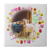 Geit met bloemen tegeltje (Voorkant)