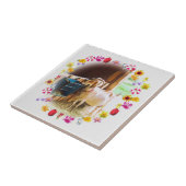 Geit met bloemen tegeltje (Zijkant)