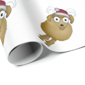 Geit met een kersthoed. cadeaupapier (Rol Hoek)