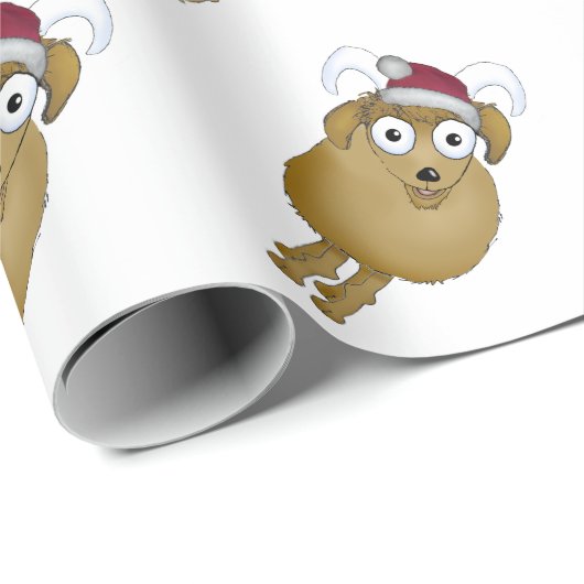 Geit met een kersthoed. cadeaupapier (Rol Hoek)