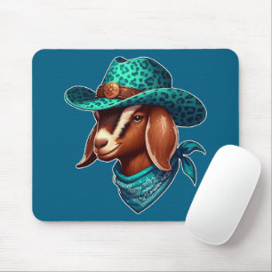 Geit met een stijlvol cowboy Pet en bandana Muismat