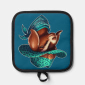 Geit met een stijlvol cowboy Pet en bandana Pannenlap (Voorkant)