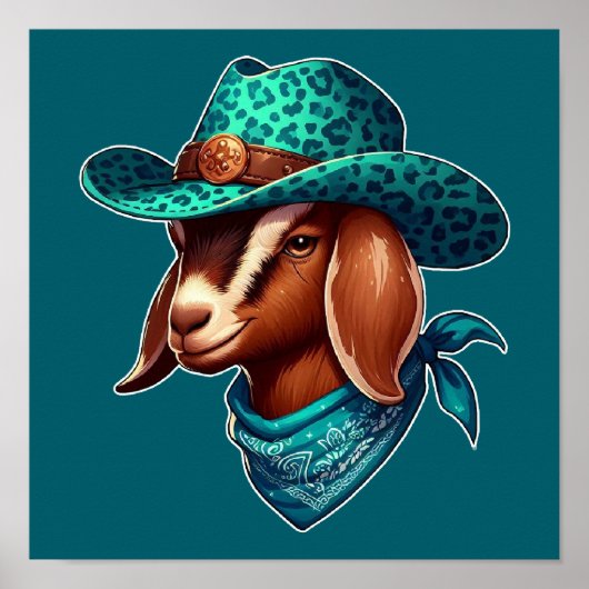 Geit met een stijlvol cowboy Pet en bandana Poster (Voorkant)