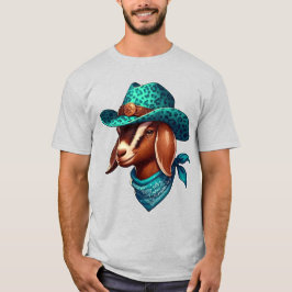 Geit met een stijlvol cowboy Pet en bandana T-shirt