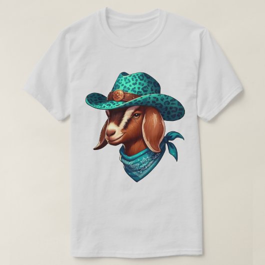 Geit met een stijlvol cowboy Pet en bandana T-shirt (Design voorkant)