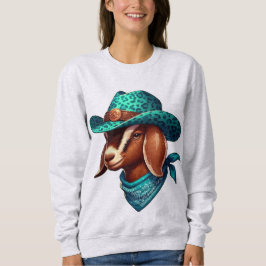 Geit met een stijlvol cowboy Pet en bandana Trui