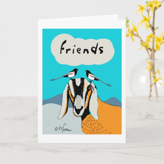 Geit met ekstervrienden kaart (Gele Bloem)