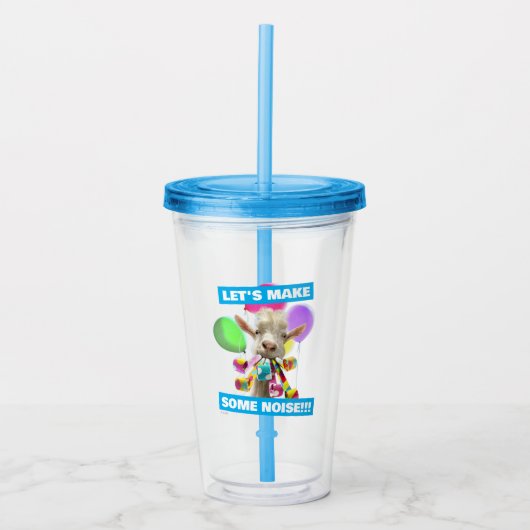 Geit met feestartikels acryl drinkbeker (Voorkant)