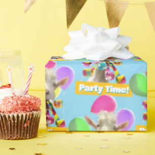 Geit met feestartikels cadeaupapier