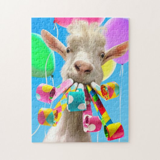 Geit met feestartikels legpuzzel (Verticaal)