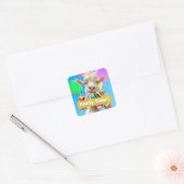 Geit met feestartikels vierkante sticker (Envelop)