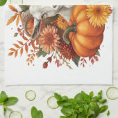 Geit met herfstbloemen en pompoenen theedoek (Gevouwen)