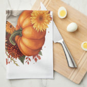 Geit met herfstbloemen en pompoenen theedoek (Quarter Fold)