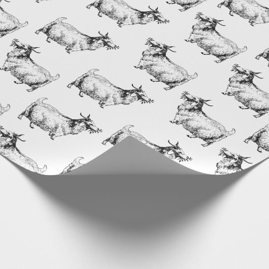  geit met leder Antiek kunst KLANT BG-KLEUR Cadeaupapier (Hoek)