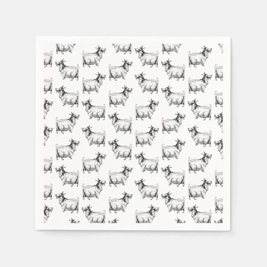  geit met leder Antiek kunst KLANT BG-KLEUR Servet (Voorkant)