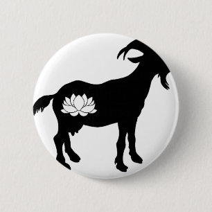 Geit Met Namaste Lotus Symbool Geit Yoga _1 Ronde Button 5,7 Cm