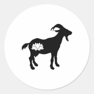 Geit Met Namaste Lotus Symbool Geit Yoga _1 Ronde Sticker