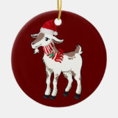 Geit met Pet kerst Keramisch Ornament (Voorkant)