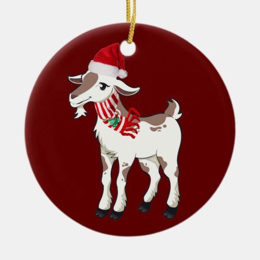 Geit met Pet kerst Keramisch Ornament (Voorkant)