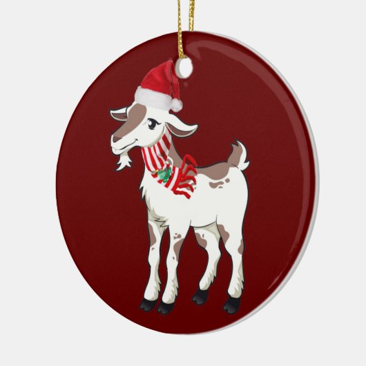 Geit met Pet kerst Keramisch Ornament (Links)