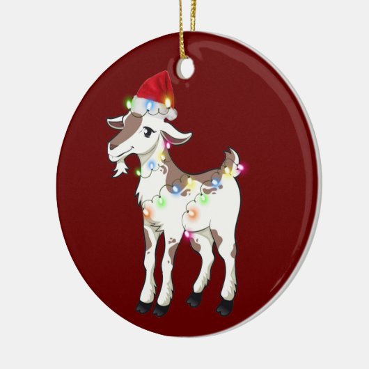 Geit met Pet kerst Keramisch Ornament (Links)