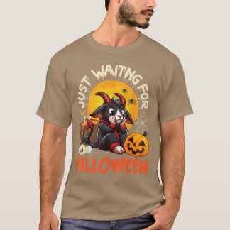 Geit met Pumpkin Bats Skull Spider Gewoon Wachten  T-shirt