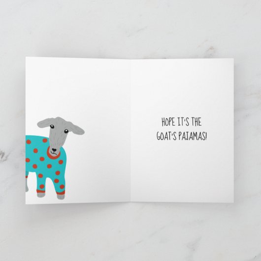 Geit met pyjama's Cute Illustratie Verjaardag Kaart (Binnen)