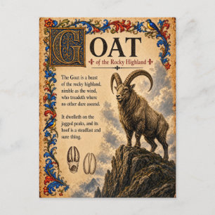 Geit, Middeleeuwse Bestiarium Kunst Briefkaart