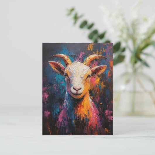 Geit Pop Art Oil schilderstijl Briefkaart (Staand voorkant)