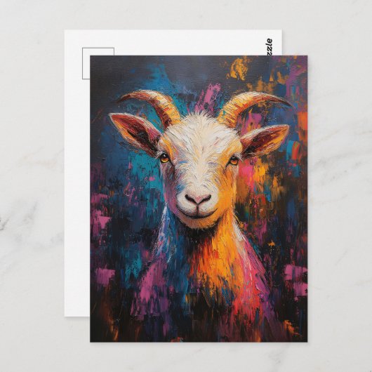 Geit Pop Art Oil schilderstijl Briefkaart (Voorkant / Achterkant)