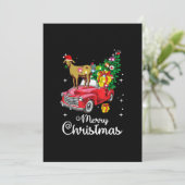 Geit Rijd Rode Auto Kerst Feestdagenkaart (Staand voorkant)