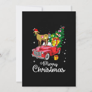 Geit Rijdt Rode Auto Kerstmis Feestdagenkaart