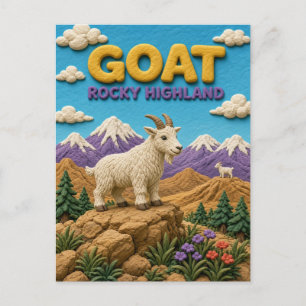 Geit, Rotsachtig Hoogland Klei Kunst Briefkaart